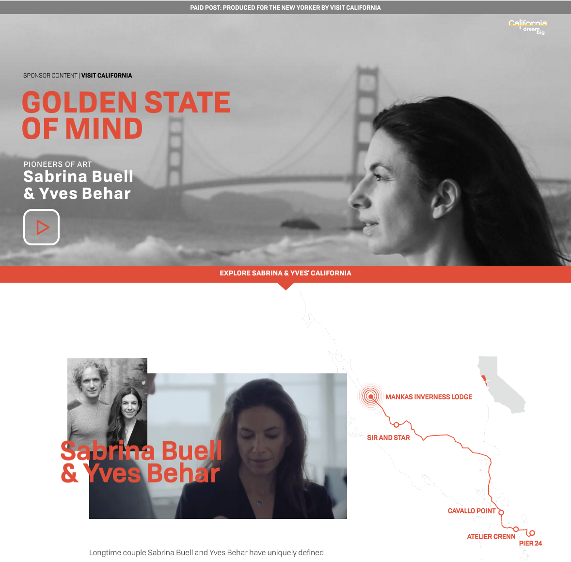 Visit California - Golden State of Mind editorial feature