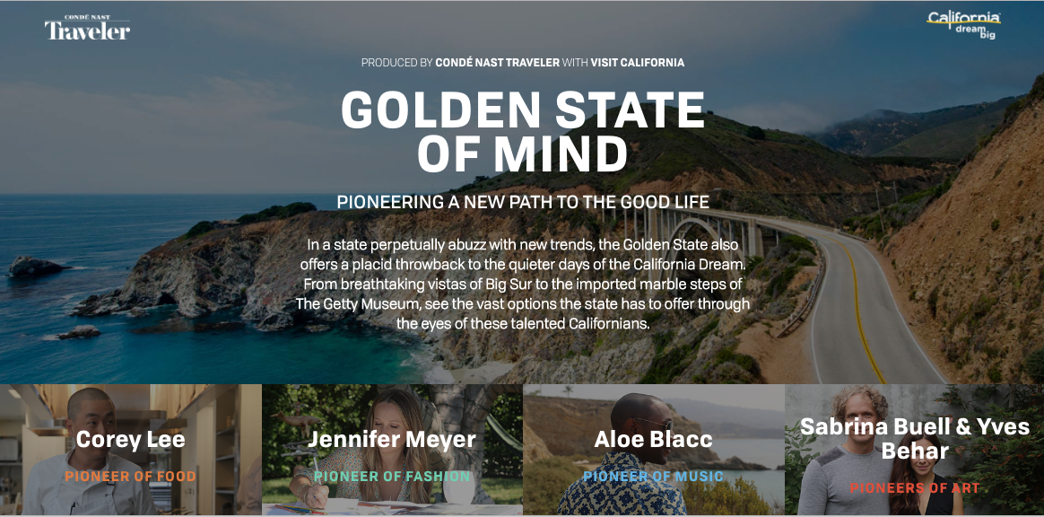 Visit California - A Golden State of Mind - Conde Nast campaign landing page