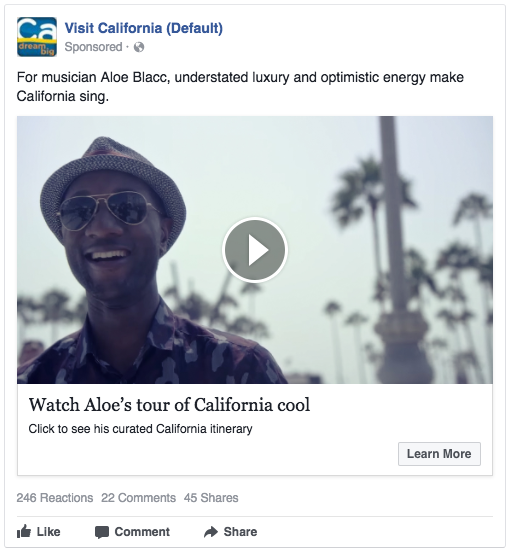 Visit California - Golden State of Mind social post