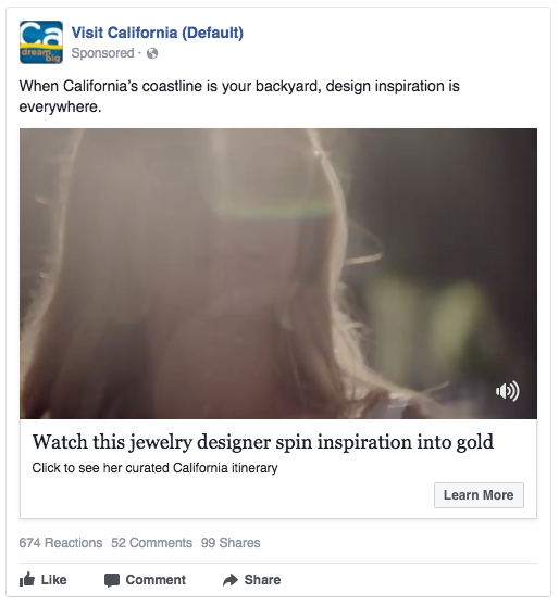Visit California - Golden State of Mind social post