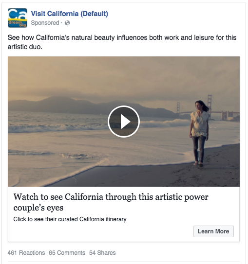 Visit California - Golden State of Mind social post
